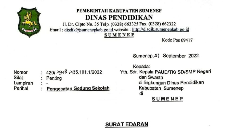 Kasihan, SE Disdik Soal Pengecatan Gedung Sekolah Dinilai Tak Penting