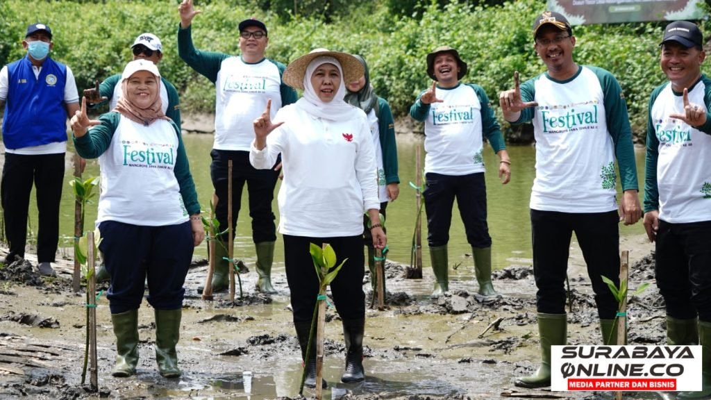 Bupati Sidoarjo Bersama Gubernur Jatim Tanam 1000 Mangrove