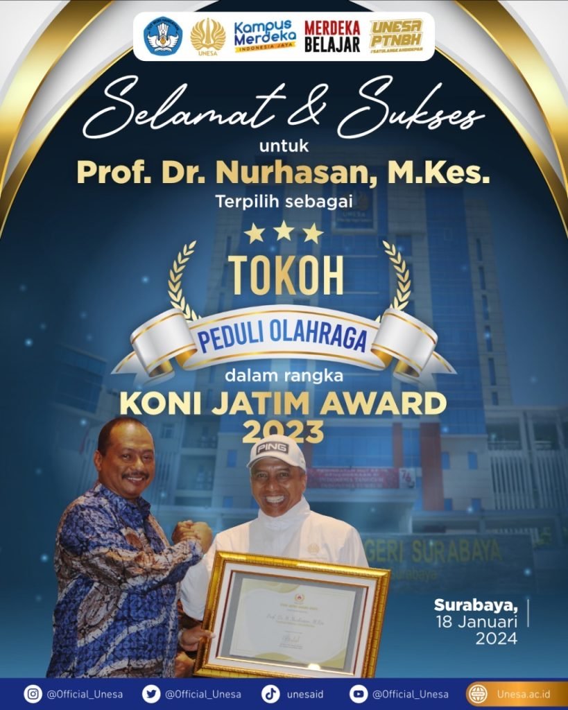 Rektor Unesa sebagai Tokoh Peduli Olahraga