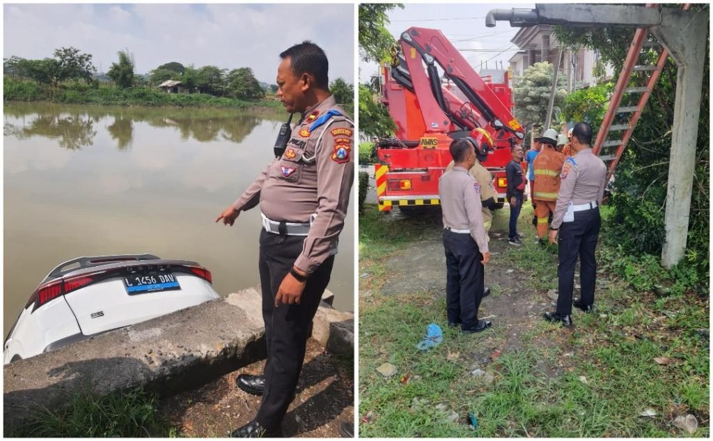 Evakuasi Mobil Listrik Masuk Sungai Makan Waktu 2 Jam