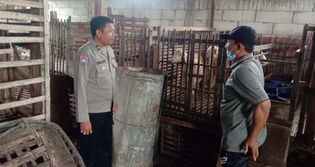Jelang Idul Adha 2025, Bhabinkamtibmas Wonoayu Imbau Peternak Jaga Kesehatan Kambing Kurban
