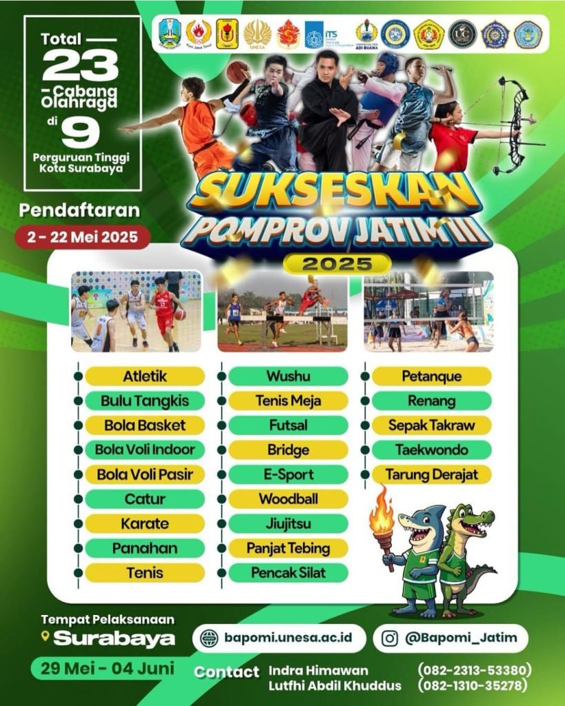 Surabaya Tuan Rumah Pomprov III Jatim 2025