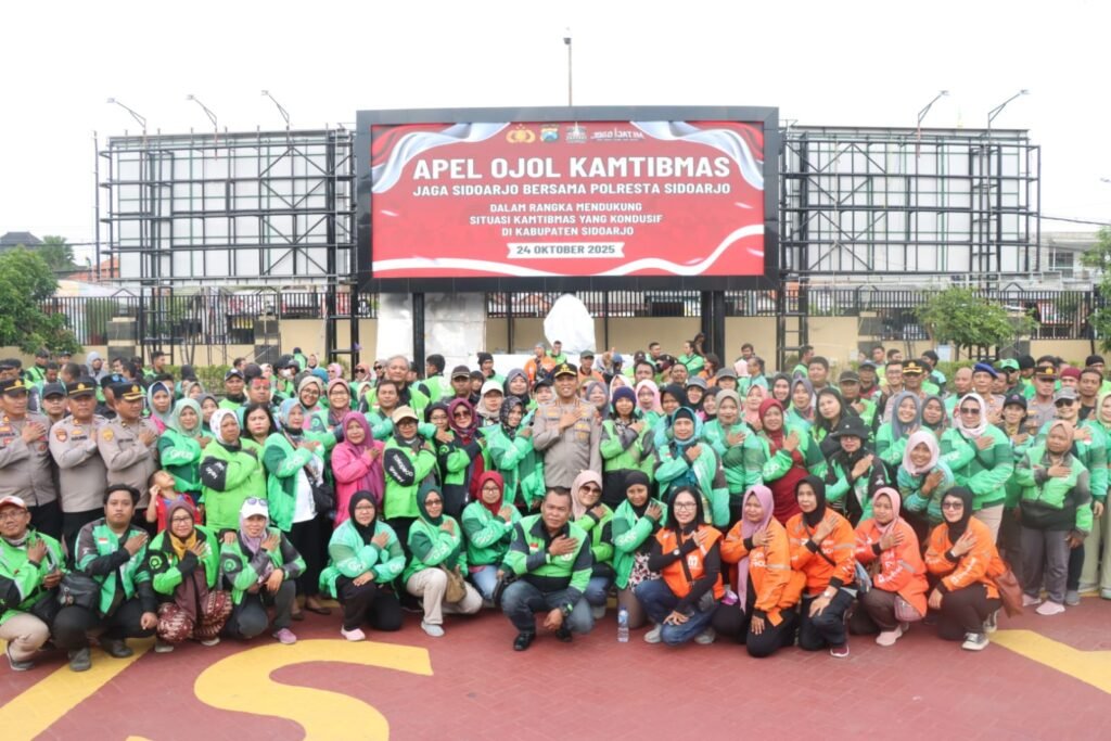 Polresta Sidoarjo Gelar Apel Kamtibmas Bersama Ratusan Driver Ojek Online