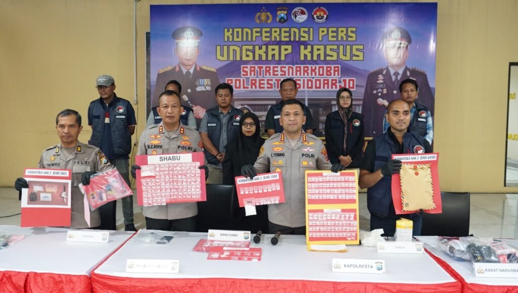 Polresta Sidoarjo Ungkap 19 Kasus Narkoba, 25 Tersangka Diamankan